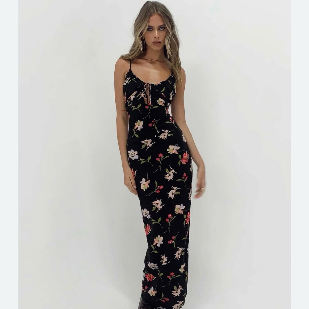 Princess Polly Black Floral Maxi Dress